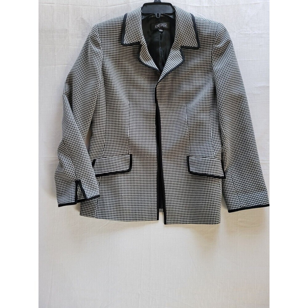 kasper Blazer jackets Checkered 10 Women's Open. Black & White Classic